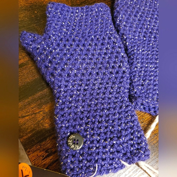 NWT* Handmade Fingerless gloves 💜 MarpleMade Designs, fitted, acrylic, sparkle - Picture 3 of 6